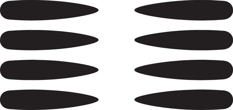 Eight black oval shapes arranged in two columns on a white background, also transparent background geometric