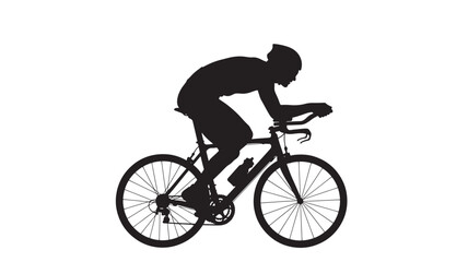 Fototapeta premium Bicyclist racing silhouette with road bike in motion featuring cycling, athlete, sport with exercise and fitness elements for black and white,