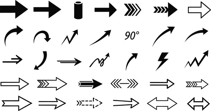 Hand drawn arrow collection diverse directional icons for design and illustration
