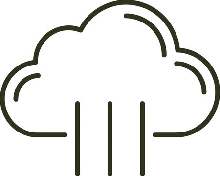Black line of a cloud with three parallel lines beneath it, minimalist style black and white line cloud simple minimalist style