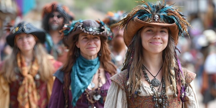 People enjoying the renaissance festival - modern people dressing as though from historic europe