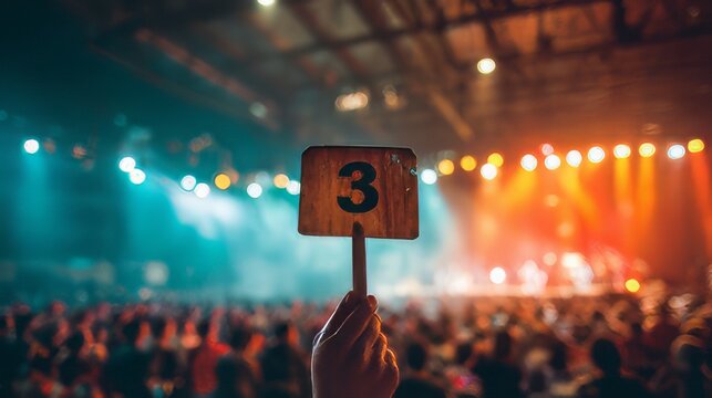 Wooden paddles live auctions to display bid numbers, but the number "3". 