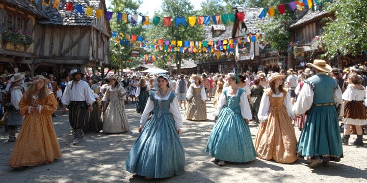 People enjoying the renaissance festival - modern people dressing as though from historic europe