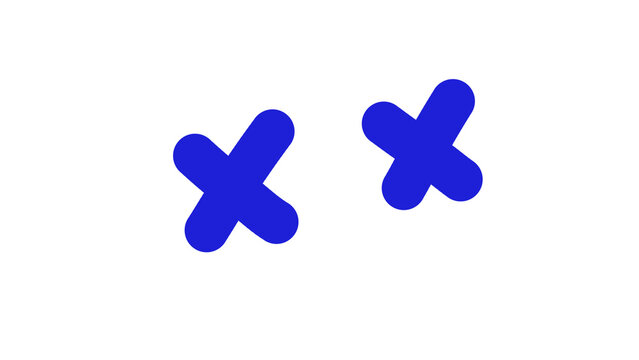 Two Blue X Symbols Floating on a White Background, Simple Modern Design Element - Transparent PNG Available