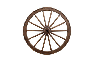 Fototapeta premium Old wooden wagon wheel with spokes on transparent background