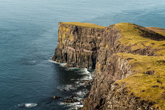 Cliffs landscape in the wildness of Isle of Skye in Scotland