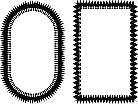 Abstract vector border collection with pixelated and blurred linear texture in black and white.