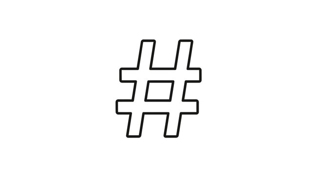 Hashtag Symbol Outline Icon, Social Media Concept, Graphic Element
