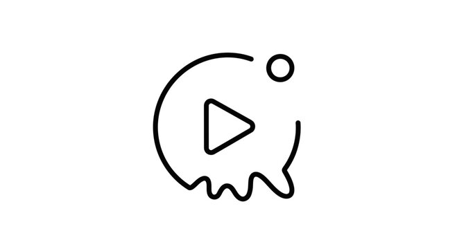 Play Button Icon with Abstract Liquid Shape and Dot, Modern Design Element