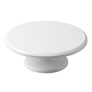 Empty white ceramic cake stand on dark background