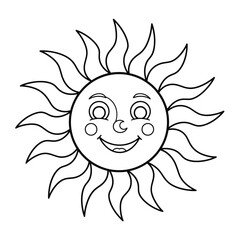 Fototapeta premium Smiling happy cartoon sun with face