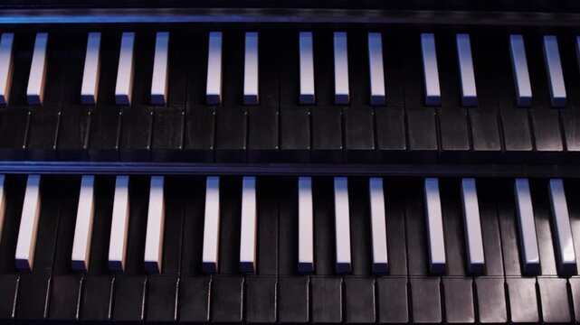 Beautiful Inverted Harpsichord Piano Keyboard Close-Up of Unique Musical Instrument