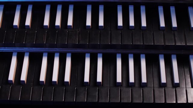 Close-Up of Inverted Harpsichord Piano Keyboard with Unusual Key Layout