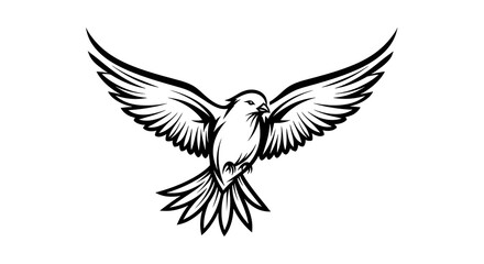 Obraz premium Black and white of a detailed hummingbird in mid-flight wings beak
