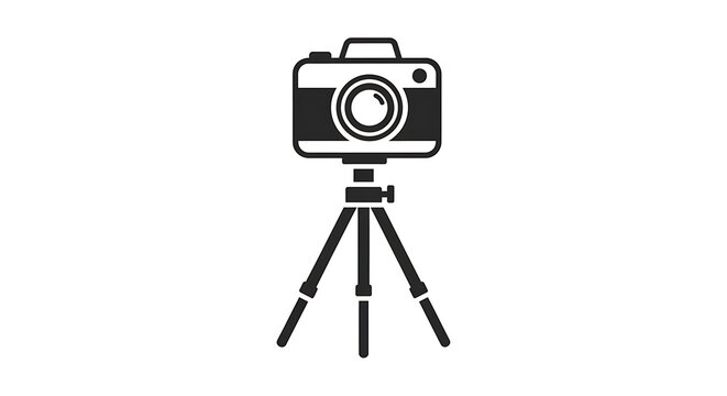 Black and white of a camera on a tripod equipment