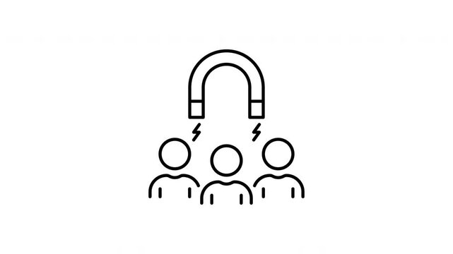 Magnet Attracting People Animated Icon With Alpha Channel. Shows Audience Attraction And Engagement Motion Graphic. Recruitment And Marketing Icon On Transparent Background