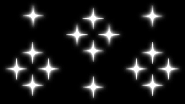 Twinkling stars animation,  doodles style stars Blinking retro vector stars and starry night sky, looping animation. Animation twinkling stars on a black background.