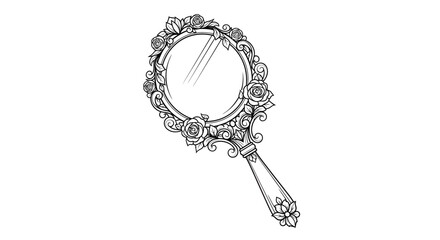 Elegant Vintage Ornate Hand Mirror with Intricate Design © Zaki