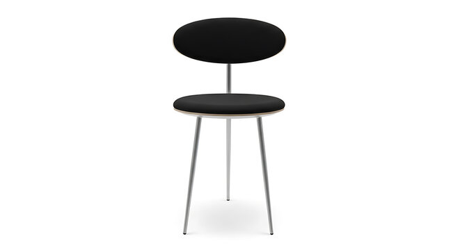 Black modern office chair with five-star base on white background, furniture