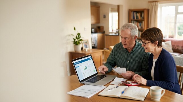 Experienced mentor consulting younger professional - senior man advising young woman on business strategy at desk with laptop and documents