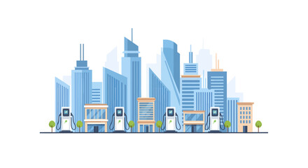 Fototapeta premium City skyline with modern buildings and skyscrapers illustration