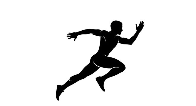 Black silhouette of a person performing a dynamic dance move with raised arms movement