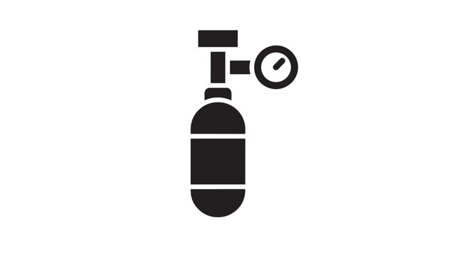 Gas cylinder icon with pressure gauge attached to top featuring propane tank, industrial equipment, tank with safety and industrial elements for