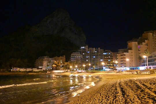 Night tranquility at Fossa Beach in Calpe, Spain
