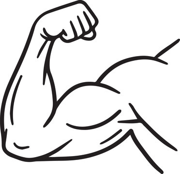 Sketch of a flexed bicep muscle symbol of strength and physical fitness