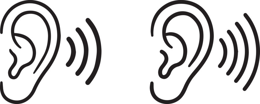 Two ears listening a simple illustration of human auditory perception and sound waves