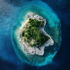 Fototapeta premium Aerial view of a tropical island paradise surrounded by turquoise waters