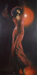 1970s era disco dancer - african american dancing with afro and bell bottoms