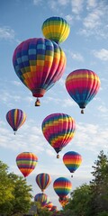 Obraz premium Colorful hot air balloons in the sky during the hot air balloon festival