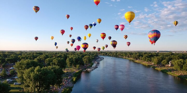 Colorful hot air balloons in the sky during the hot air balloon festival