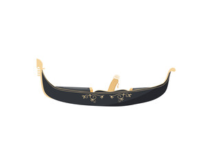 Cartoon vector illustration of a black decorative gondola boat with curved ends, isolated on a white background for water transport design. © Marina