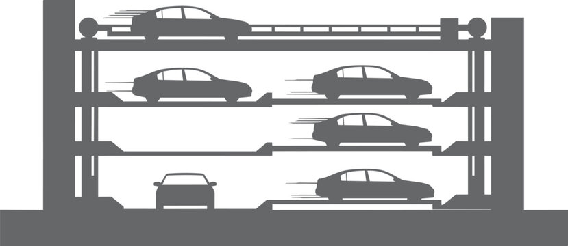 Multi-level automated car parking system with cars