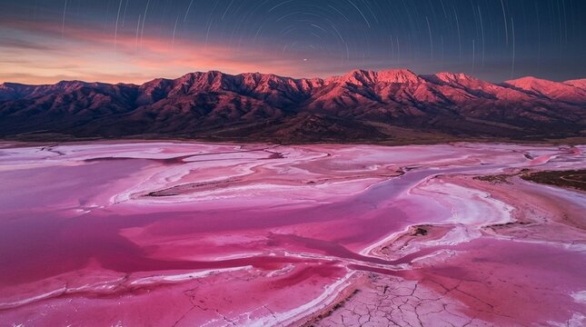 Pink algae salt lake aerial Australia outback aerial photography