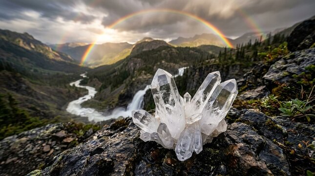 Quartz crystal formation macro clear point formation macro photography