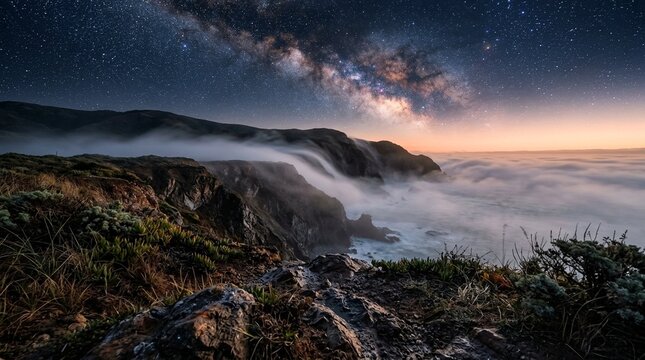 Sea fog coastal morning bluff mist