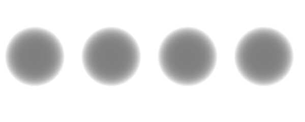 Naklejka premium Four soft gray blurred circles arranged in a horizontal line with subtle shadows and gradients on a transparent background Vector