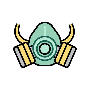Industrial safety face mask vector illustration with breathing mask, protection gear
