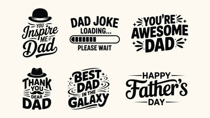 Naklejka premium Father's day motivational and appreciation lettering bundle, collection of creative typographic designs.