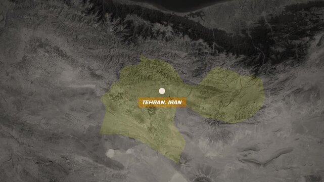 Tehran, Iran Map Animation. Tehran City Geography, Capital City Map, Middle East Urban Map &ndash; Vox Style Map Animation in 4K