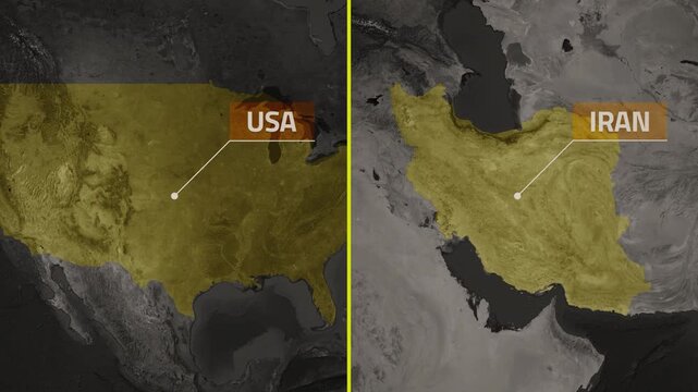 USA vs Iran Map Comparison Animation. United States and Iran Geography, Size Comparison, Political Map Animation &ndash; Vox Style Map Animation in 4K