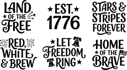 Obraz premium Independence day usa patriotic typography designs for celebrating american freedom history