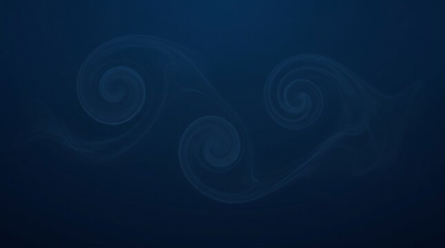 Delicate white and blue fluid swirls move gracefully across a dark blue background representing the complex and mesmerizing nature of vortex dynamics and laminar flow in a scientific visualization