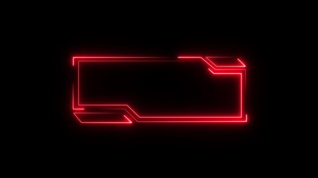 Neon rectangular frames with shining effects on Black background. Square box with neon lines. neon box pattern. neon digital hud lights wiggle on black background. 4k animation video on transparent.