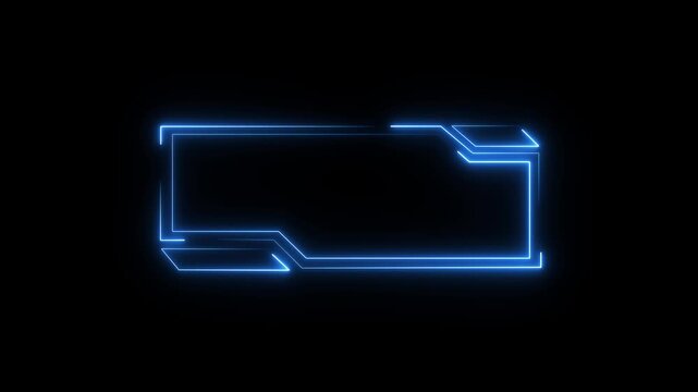 Neon rectangular frames with shining effects on Black background. Square box with neon lines. neon box pattern. neon digital hud lights wiggle on black background. 4k animation video on transparent.