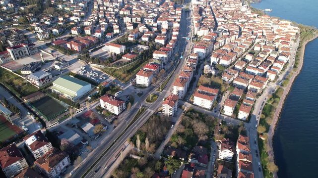 Karamursel, Kocaeli, Turkey. Karamursel is a town and district located in the province of Kocaeli. Aerial shot with drone.