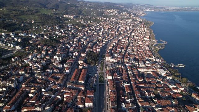 Karamursel, Kocaeli, Turkey. Karamursel is a town and district located in the province of Kocaeli. Aerial shot with drone.